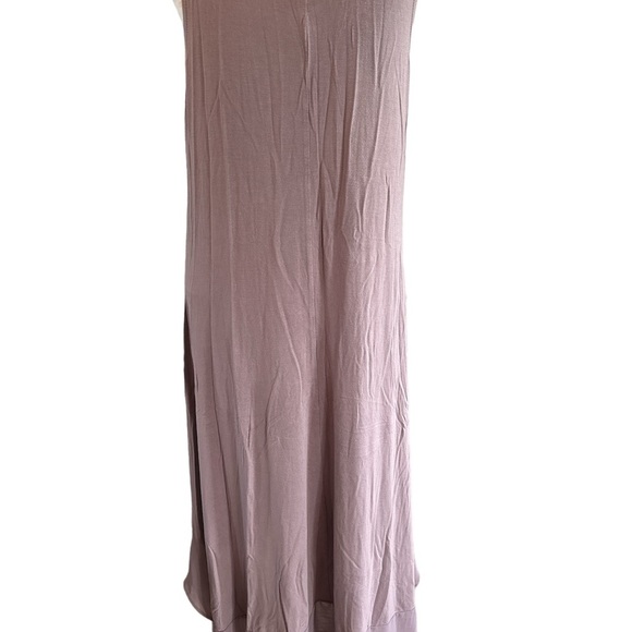 LOGO Goldstein Taupe w/Purple Tint Sleeveless Dress Chiffon Hem - Picture 4 of 6